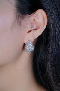 LUOWEND 18K White Gold Real Natural Diamond Stud Earrings for Women