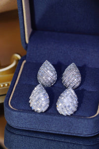 LUOWEND 18K White Gold Real Natural Diamond Stud Earrings for Women