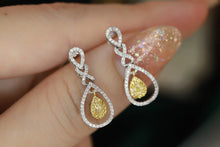 Load image into Gallery viewer, LUOWEND 18K White Gold Natural Yellow Diamond Earrings for Women
