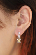 Load image into Gallery viewer, LUOWEND 18K White Gold Natural Yellow Diamond Earrings for Women
