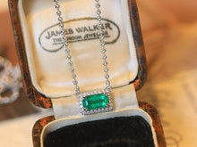 Load image into Gallery viewer, LUOWEND 18K White Gold Natural Emerald Necklace for Women
