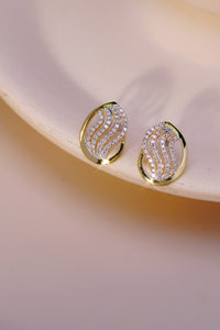 LUOWEND 18K Yellow Gold Real Natural Diamond Stud Earrings for Women