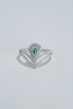 Load image into Gallery viewer, LUOWEND 18K White Gold Natural Green Diamond Ring for Women
