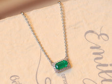 Load image into Gallery viewer, LUOWEND 18K White Gold Natural Emerald Necklace for Women
