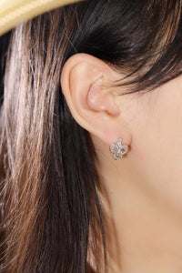 LUOWEND 18K White Gold Natural Diamond Earrings for Women