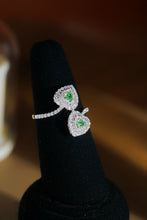 Load image into Gallery viewer, LUOWEND 18K White Gold Natural Green Diamond Ring for Women
