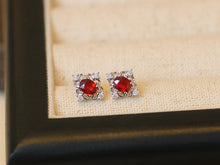 Load image into Gallery viewer, LUOWEND 18K Yellow Gold Natural Ruby Earrings for Women
