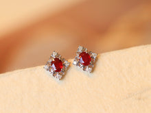 Load image into Gallery viewer, LUOWEND 18K Yellow Gold Natural Ruby Earrings for Women
