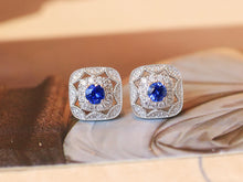 Load image into Gallery viewer, LUOWEND 18K White Gold Natural Sapphire Earrings for Women
