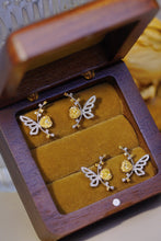 Load image into Gallery viewer, LUOWEND 18K White Gold Real Natural Yellow Diamond Stud Earrings for Women
