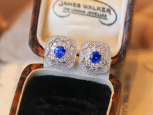 Load image into Gallery viewer, LUOWEND 18K White Gold Natural Sapphire Earrings for Women
