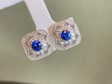 Load image into Gallery viewer, LUOWEND 18K White Gold Natural Sapphire Earrings for Women
