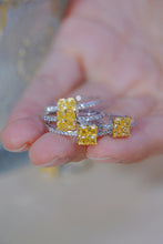 Load image into Gallery viewer, LUOWEND 18K White Gold Real Natural Yellow Diamond Ring for Women
