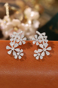 LUOWEND 18K White Gold Natural Diamond Earrings for Women