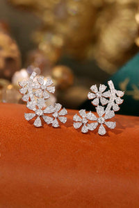 LUOWEND 18K White Gold Natural Diamond Earrings for Women
