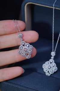 LUOWEND 18K White Gold Real Natural Diamond Pendant Necklace for Women