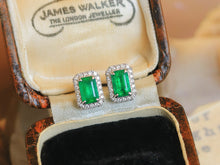 Load image into Gallery viewer, LUOWEND 18K White Gold Natural Emerald Earrings for Women
