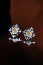 Load image into Gallery viewer, LUOWEND 18K White Gold Real Natural Yellow Diamond Earrings for Women
