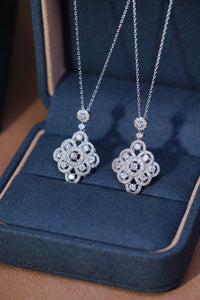 LUOWEND 18K White Gold Real Natural Diamond Pendant Necklace for Women