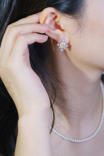 Load image into Gallery viewer, LUOWEND 18K White Gold Real Natural Yellow Diamond Earrings for Women
