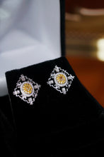 Load image into Gallery viewer, LUOWEND 18K White Gold Real Natural Yellow Diamond Earrings for Women

