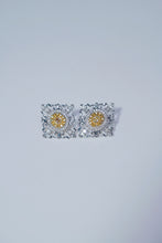 Load image into Gallery viewer, LUOWEND 18K White Gold Real Natural Yellow Diamond Earrings for Women
