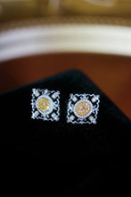 Load image into Gallery viewer, LUOWEND 18K White Gold Real Natural Yellow Diamond Earrings for Women
