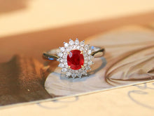 Load image into Gallery viewer, LUOWEND 18K White Gold Natural Ruby Ring for Women
