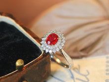 Load image into Gallery viewer, LUOWEND 18K White Gold Natural Ruby Ring for Women
