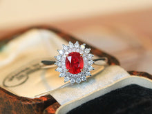 Load image into Gallery viewer, LUOWEND 18K White Gold Natural Ruby Ring for Women
