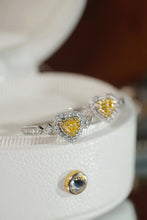 Load image into Gallery viewer, LUOWEND 18K White Gold Natural Yellow Diamond Ring for Women
