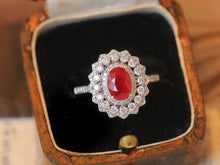 Load image into Gallery viewer, LUOWEND 18K White Gold Natural Ruby Ring for Women
