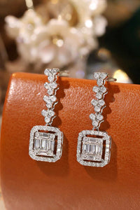 LUOWEND 18K White Gold Natural Diamond Earrings for Women