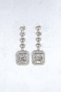 LUOWEND 18K White Gold Natural Diamond Earrings for Women