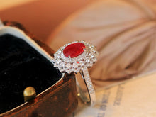 Load image into Gallery viewer, LUOWEND 18K White Gold Natural Ruby Ring for Women

