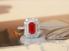 Load image into Gallery viewer, LUOWEND 18K White Gold Natural Ruby Ring for Women
