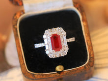 Load image into Gallery viewer, LUOWEND 18K White Gold Natural Ruby Ring for Women
