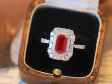 Load image into Gallery viewer, LUOWEND 18K White Gold Natural Ruby Ring for Women
