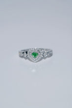 Load image into Gallery viewer, LUOWEND 18K White Gold Natural Green Diamond Ring for Women
