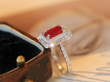 Load image into Gallery viewer, LUOWEND 18K White Gold Natural Ruby Ring for Women
