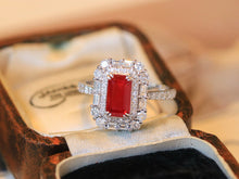 Load image into Gallery viewer, LUOWEND 18K White Gold Natural Ruby Ring for Women

