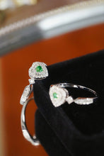 Load image into Gallery viewer, LUOWEND 18K White Gold Natural Green Diamond Ring for Women
