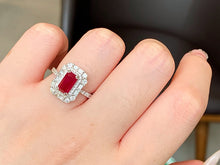 Load image into Gallery viewer, LUOWEND 18K White Gold Natural Ruby Ring for Women
