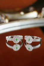 Load image into Gallery viewer, LUOWEND 18K White Gold Natural Green Diamond Ring for Women
