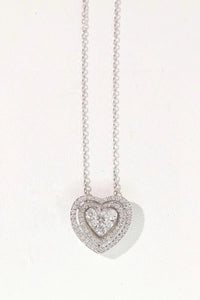 LUOWEND 18K White Gold Natural Diamond Necklace for Women