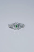 Load image into Gallery viewer, LUOWEND 18K White Gold Natural Green Diamond Ring for Women
