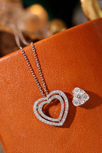 LUOWEND 18K White Gold Natural Diamond Necklace for Women