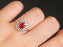 Load image into Gallery viewer, LUOWEND 18K White Gold Natural Ruby Ring for Women
