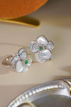 Load image into Gallery viewer, LUOWEND 18K White Gold Natural Green Diamond Ring for Women
