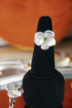 Load image into Gallery viewer, LUOWEND 18K White Gold Natural Green Diamond Ring for Women
